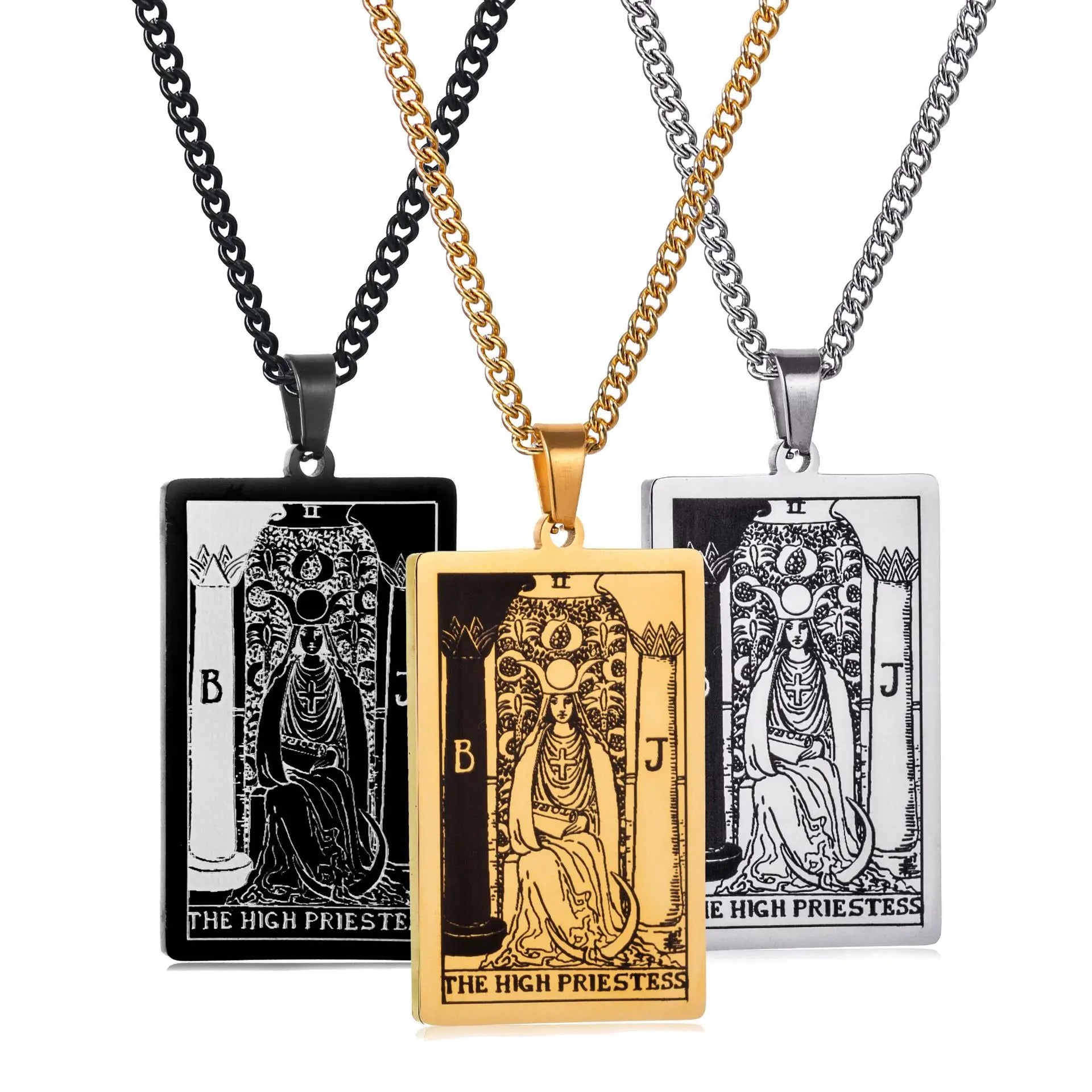 Chain Necklace Stainless Steel 22 Tarot Cards Necklace  Personality Pendant Neck Jewelry for Men/Woman Newest Design Wholesale