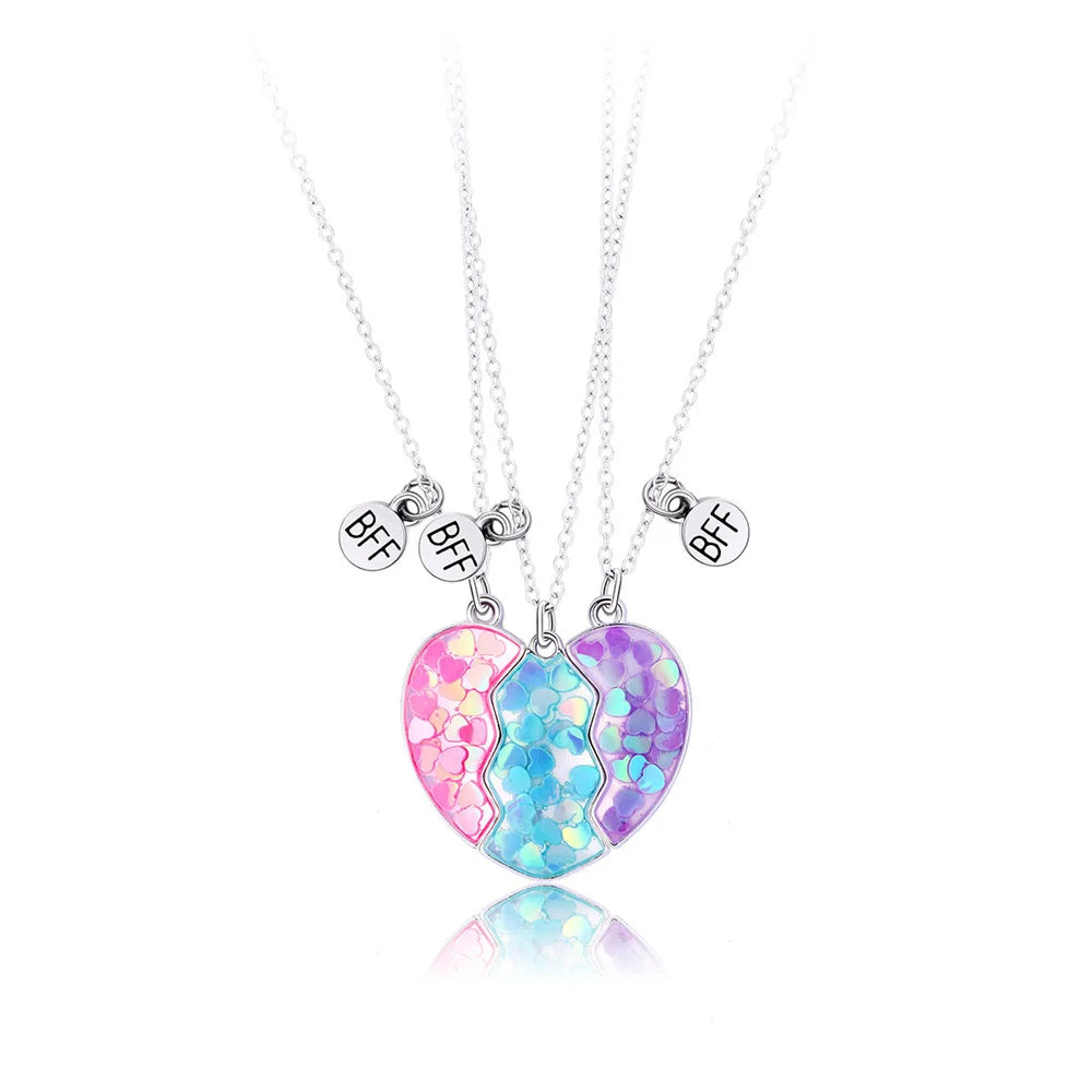 2pcs/Set Heart BFF Necklace for Women Adjustable Chain Magnet DIY Heart Butterfly Friendship Collar Best Friends Jewelry Gifts