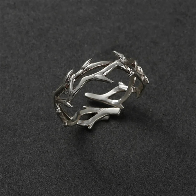 Personality Hollow Branches Ring Adjustable Men Index Finger Accessories Trendy 925 Sterling Silver Ring Male Jewelry