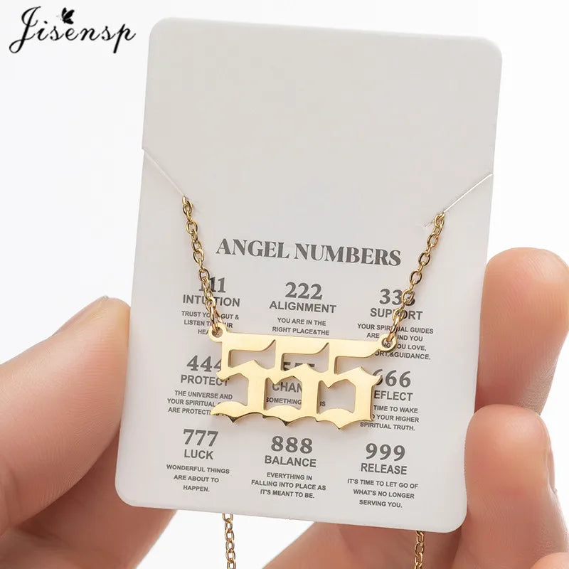 Stainless Steel Angel Number Lucky Numbers Necklaces 111 222 333 444 555 888 999 777 666 Pendant Necklace Charms Jewelry
