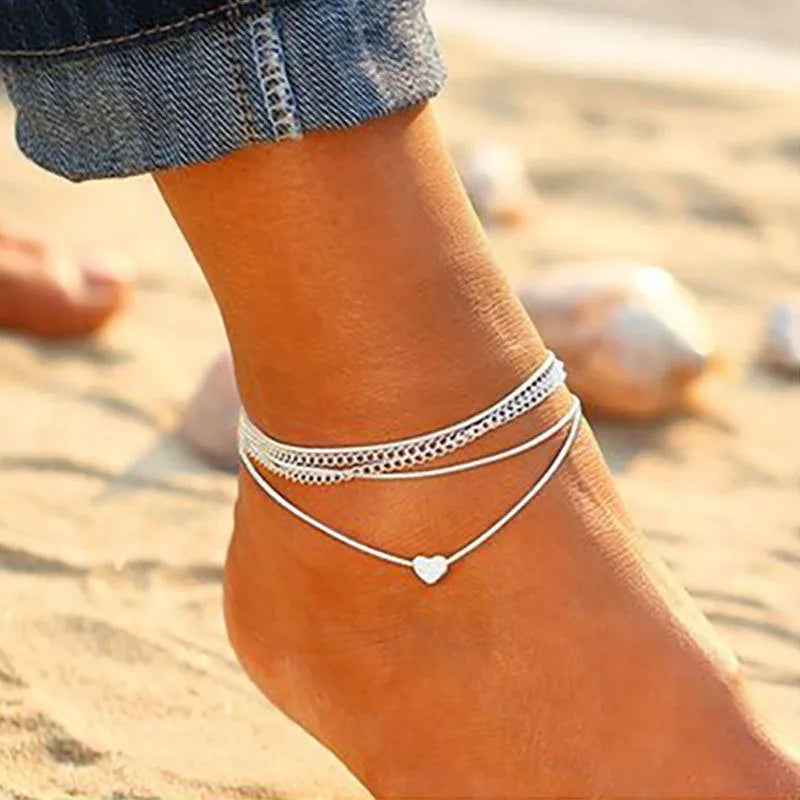 Modyle New Fashion Bohemian Simulated Pearl Chain Wedding Anklet Bracelet for Women Gold Color Shell Pendant Anklet Jewelry Gift