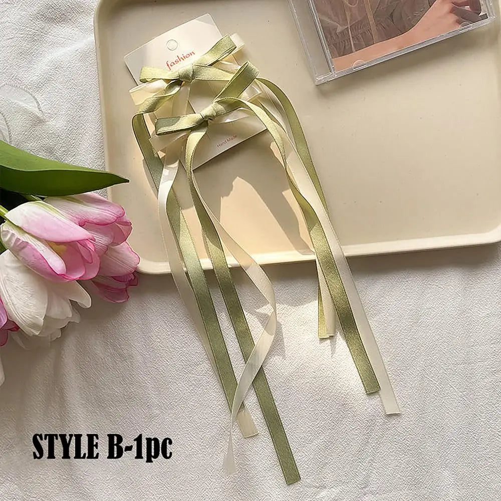 1PAIR Kawaii Ballet Bowknot Hair Clip Satin Cute Ribbon Bobby Pin Lace Braiding Hair Tool Women Girls