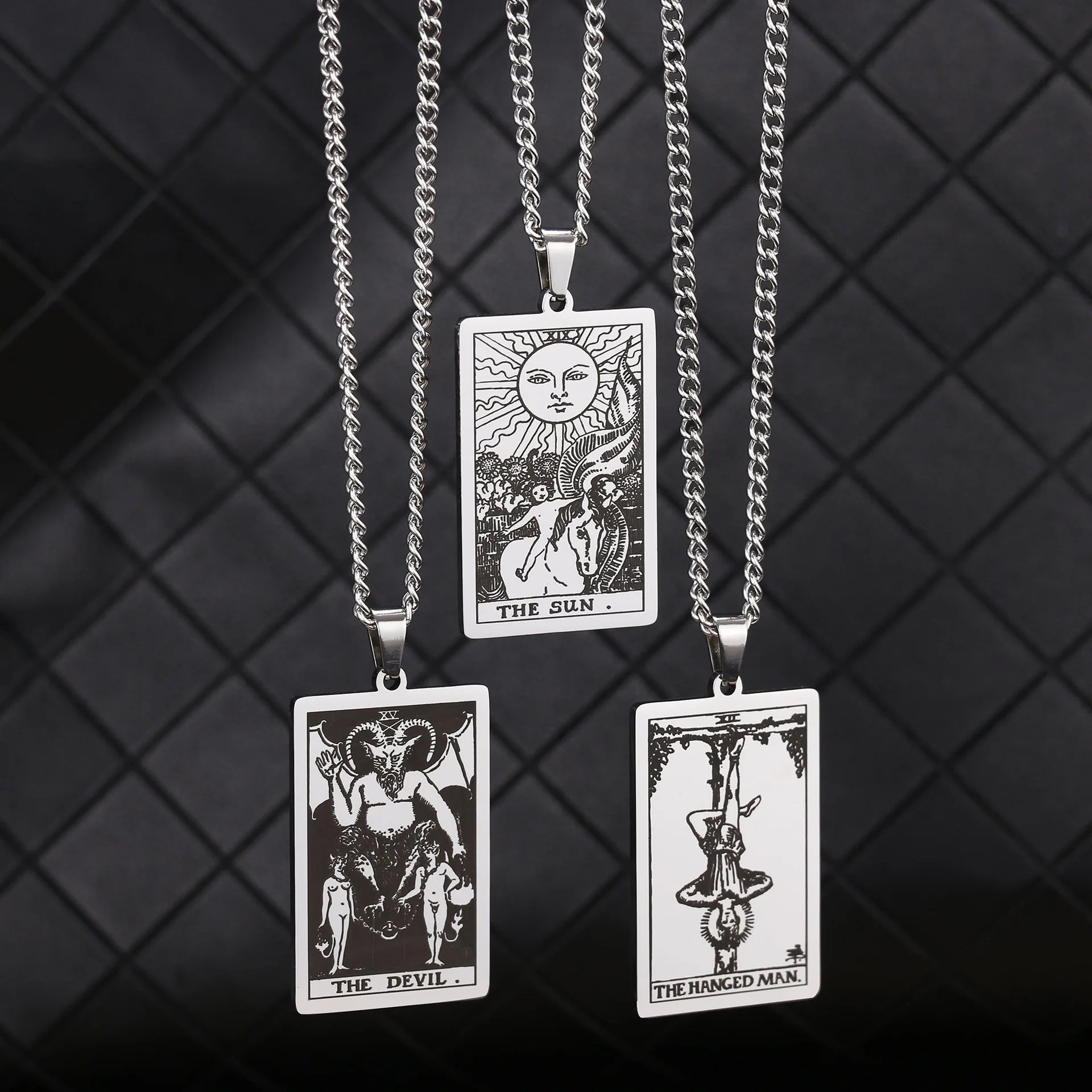 Chain Necklace Stainless Steel 22 Tarot Cards Necklace  Personality Pendant Neck Jewelry for Men/Woman Newest Design Wholesale