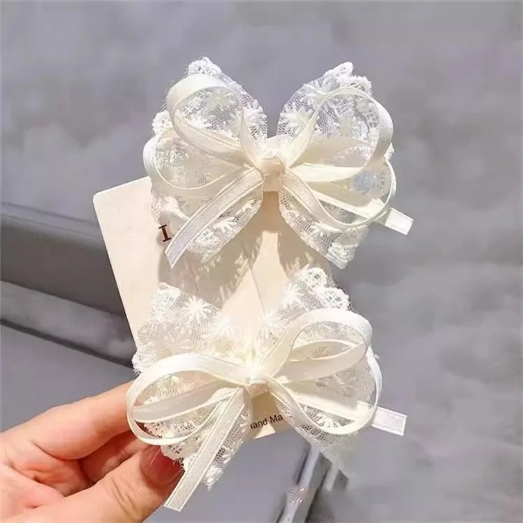 New Elegant Pearl Bow Tassel Hair Clips Solid Velvet Hair Claw Children Princess Hairpins Hair Accessories Заколка Для Волос