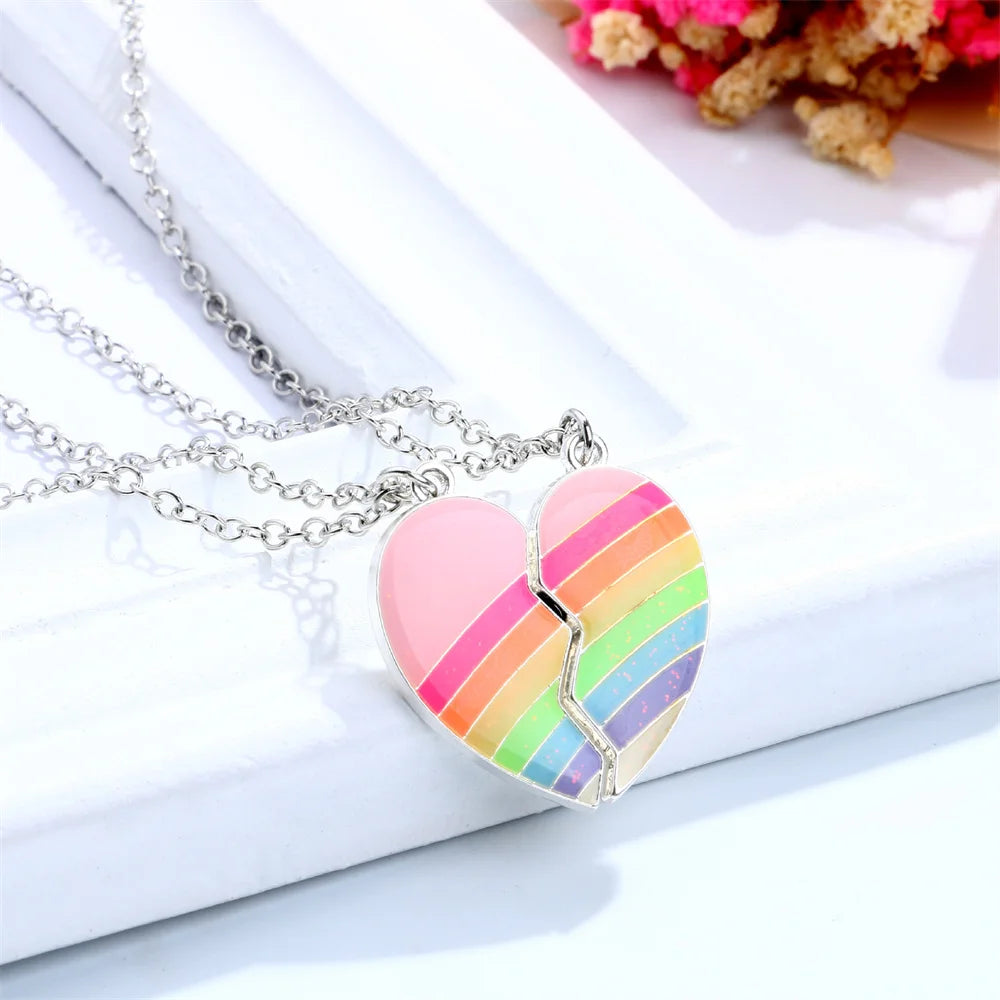 2pcs/Set Heart BFF Necklace for Women Adjustable Chain Magnet DIY Heart Butterfly Friendship Collar Best Friends Jewelry Gifts