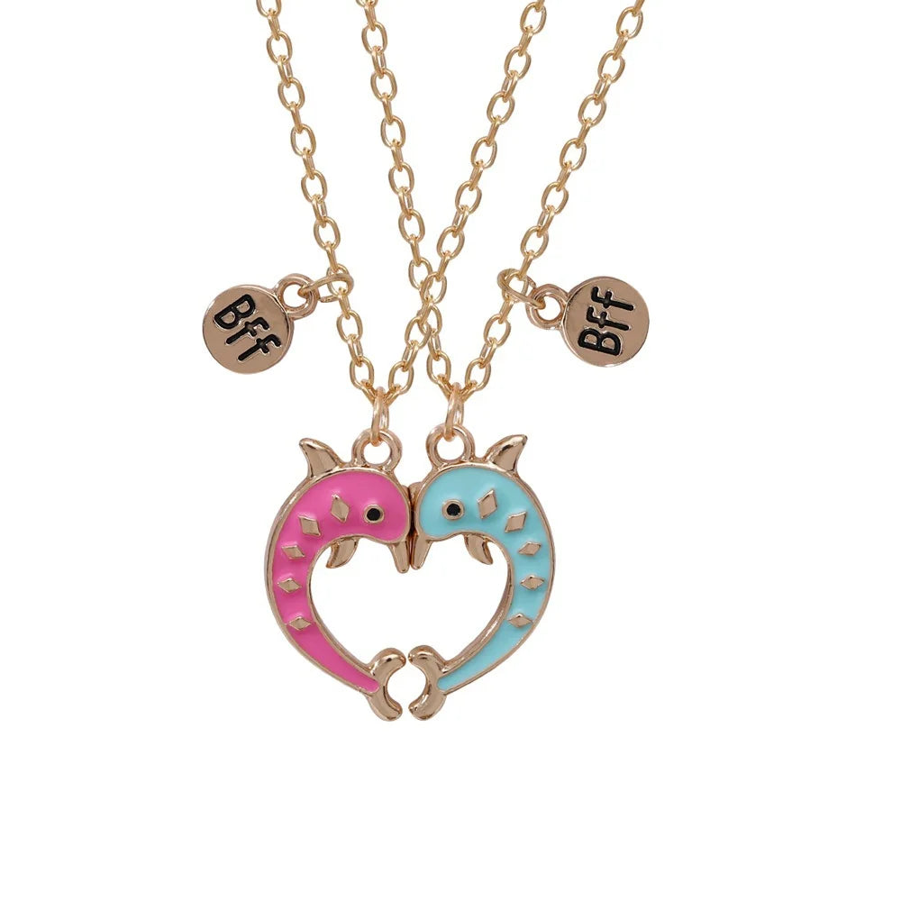 2pcs/Set Heart BFF Necklace for Women Adjustable Chain Magnet DIY Heart Butterfly Friendship Collar Best Friends Jewelry Gifts