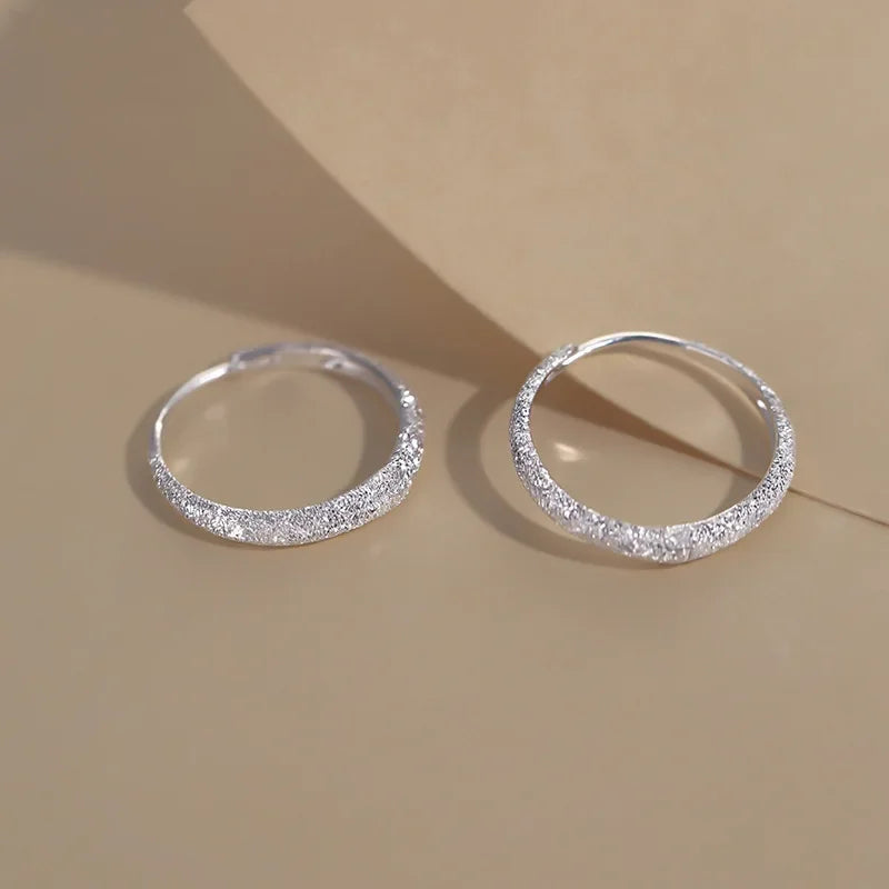925 Silver Needle Piercing Circle Charm Hoop Earring For Women Girls Party Wedding  Jewelry
