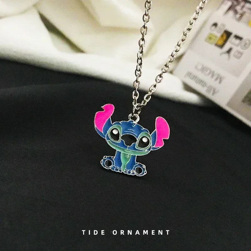 Disney Fashion Cartoon Cute Big Ear Stitch Couple Necklace Personalized Hip Hop Pendant Sweater Chain