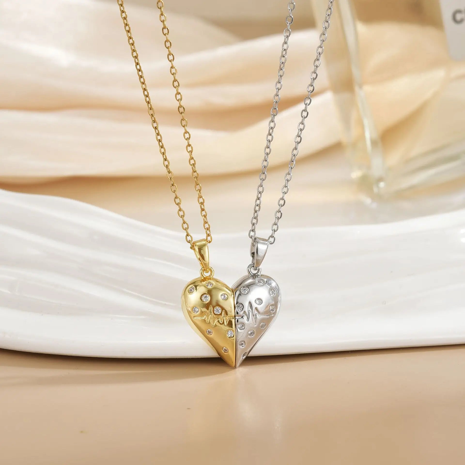 Couples Magnetic Necklaces Sun and Moon Angel Hug Heart Pendant Friendship Matching Necklaces for Birthdays Anniversaries
