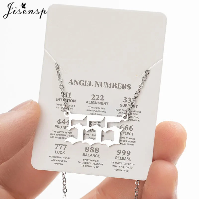 Stainless Steel Angel Number Lucky Numbers Necklaces 111 222 333 444 555 888 999 777 666 Pendant Necklace Charms Jewelry
