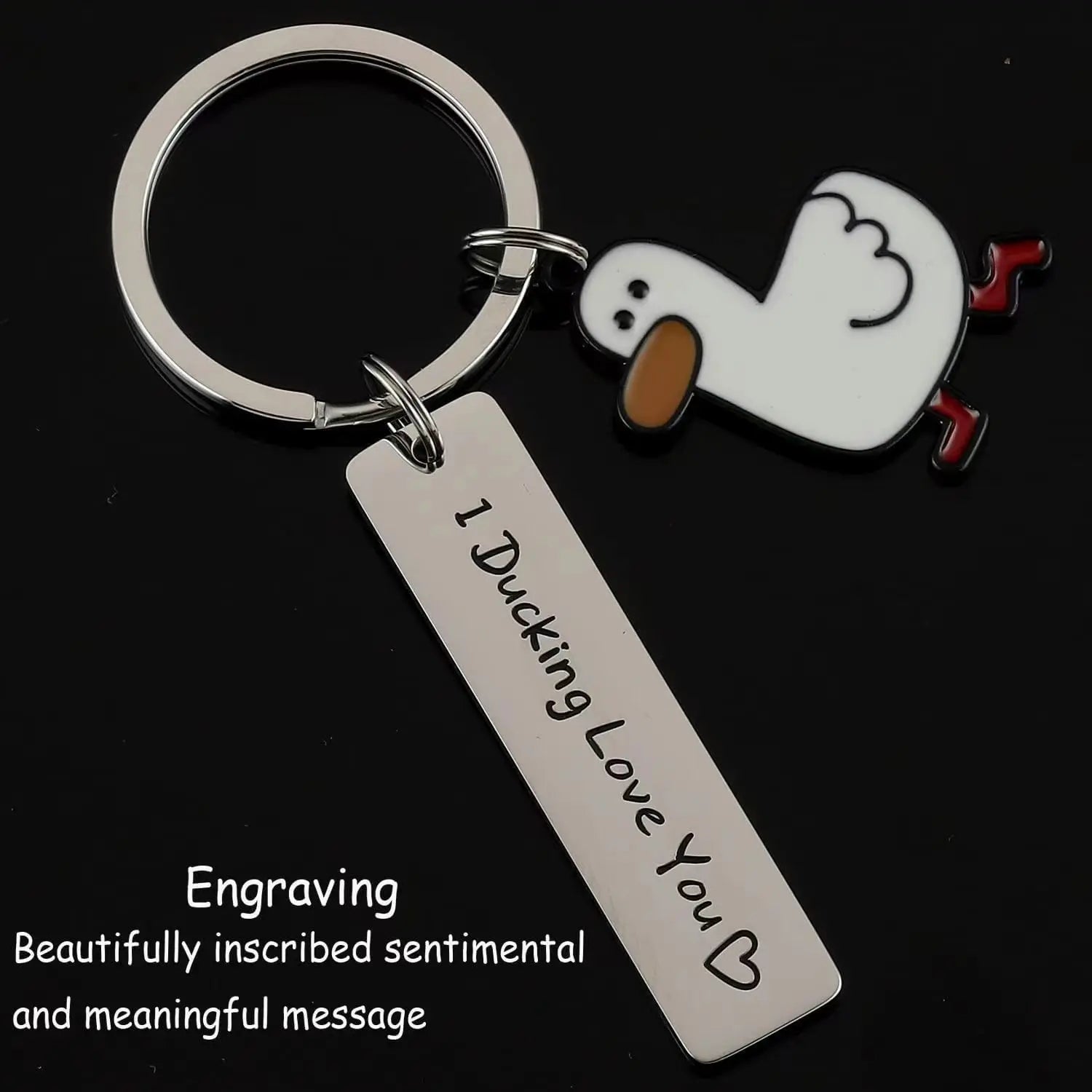 Funny Lover Gift I Ducking Love You Cute Duck Pun Keychain Couples Jewelry Valentine’s Day Gift for Boyfriend Girlfriend