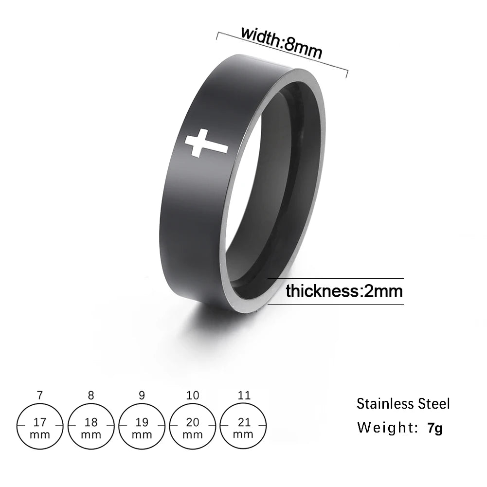 COOLTIME Gothic Cross Couple Rings Stainless Steel Silver Color Jesus Cross Finger Ring for Men Women Punk Jewelry Wedding Gift