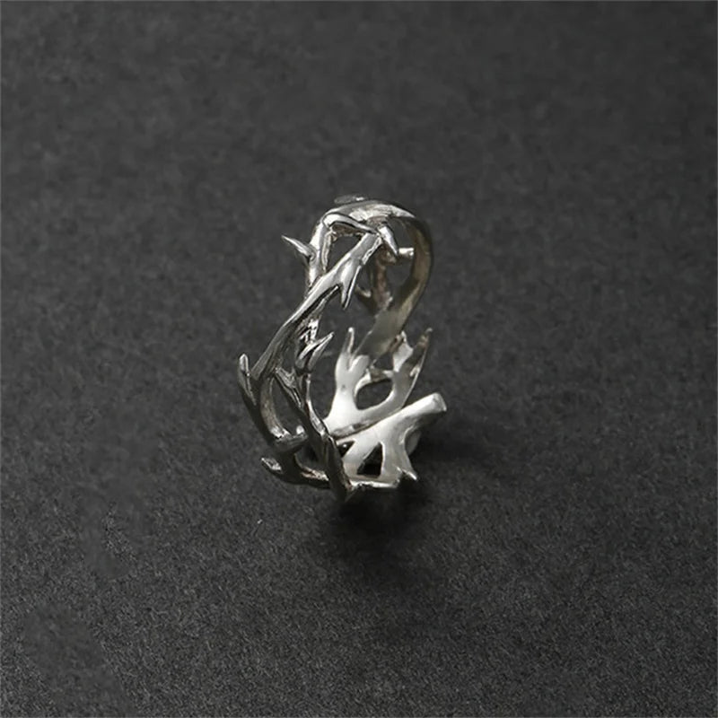 Personality Hollow Branches Ring Adjustable Men Index Finger Accessories Trendy 925 Sterling Silver Ring Male Jewelry