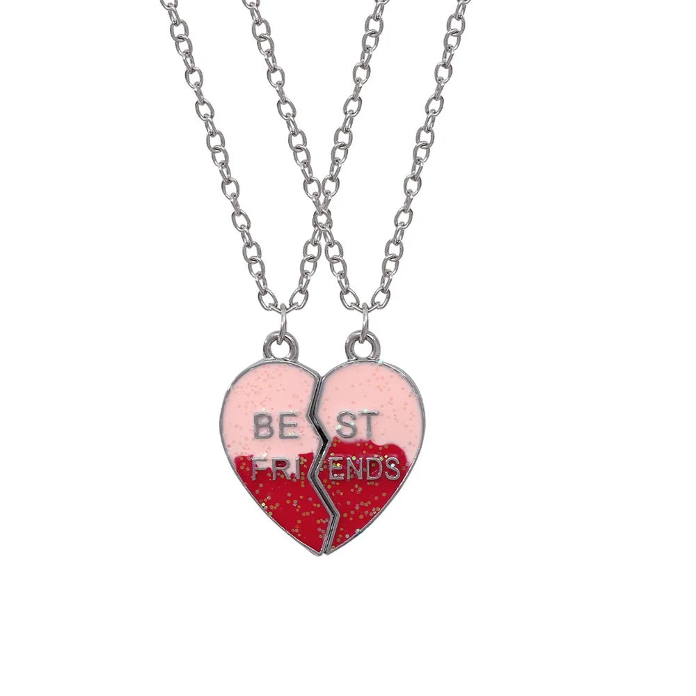 2pcs/Set Heart BFF Necklace for Women Adjustable Chain Magnet DIY Heart Butterfly Friendship Collar Best Friends Jewelry Gifts