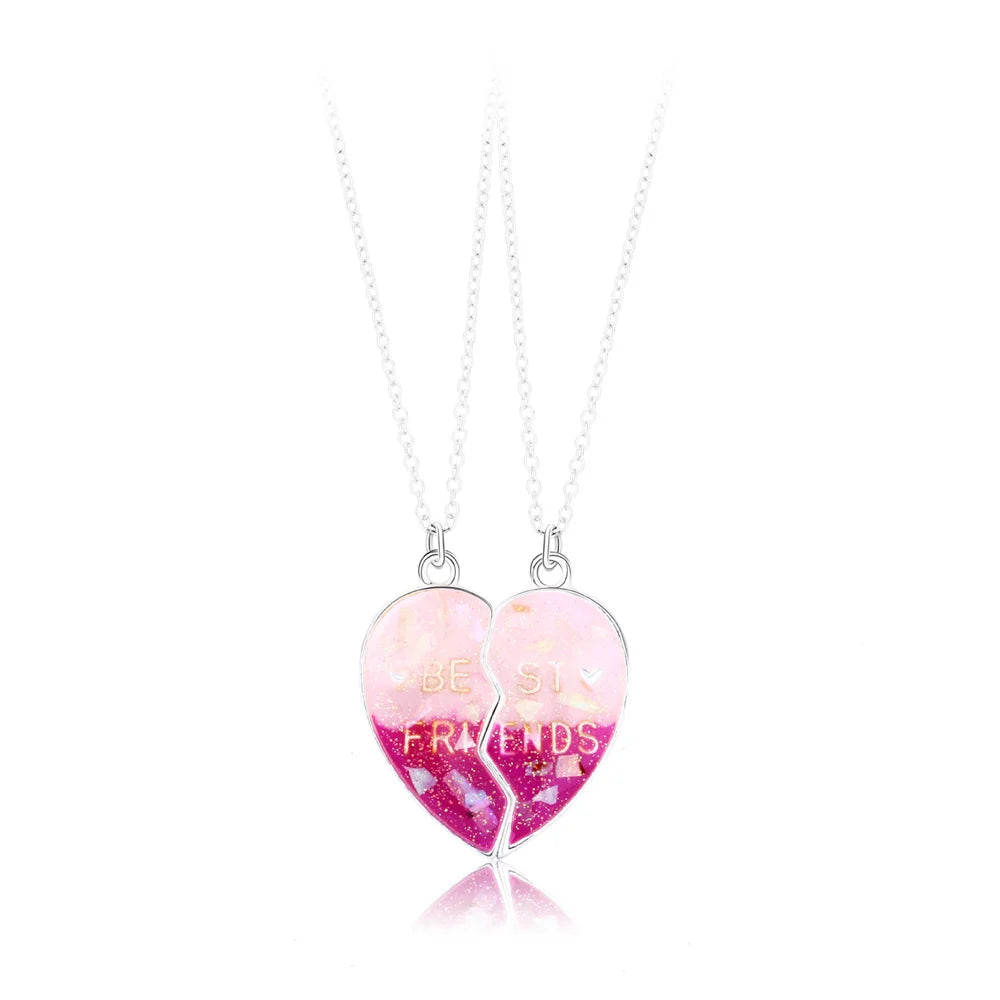 2pcs/Set Heart BFF Necklace for Women Adjustable Chain Magnet DIY Heart Butterfly Friendship Collar Best Friends Jewelry Gifts