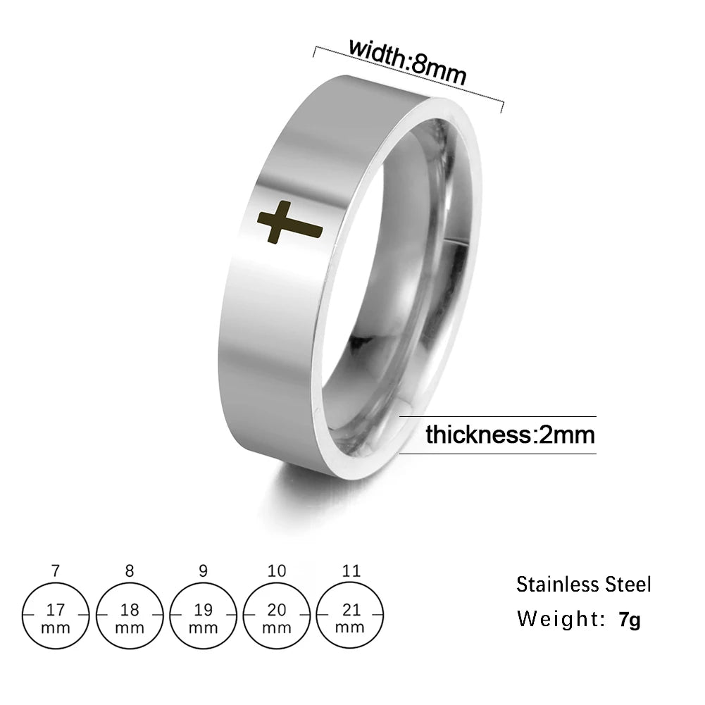 COOLTIME Gothic Cross Couple Rings Stainless Steel Silver Color Jesus Cross Finger Ring for Men Women Punk Jewelry Wedding Gift