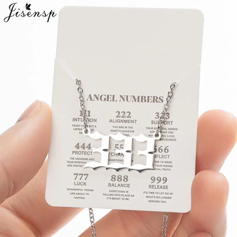 Stainless Steel Angel Number Lucky Numbers Necklaces 111 222 333 444 555 888 999 777 666 Pendant Necklace Charms Jewelry