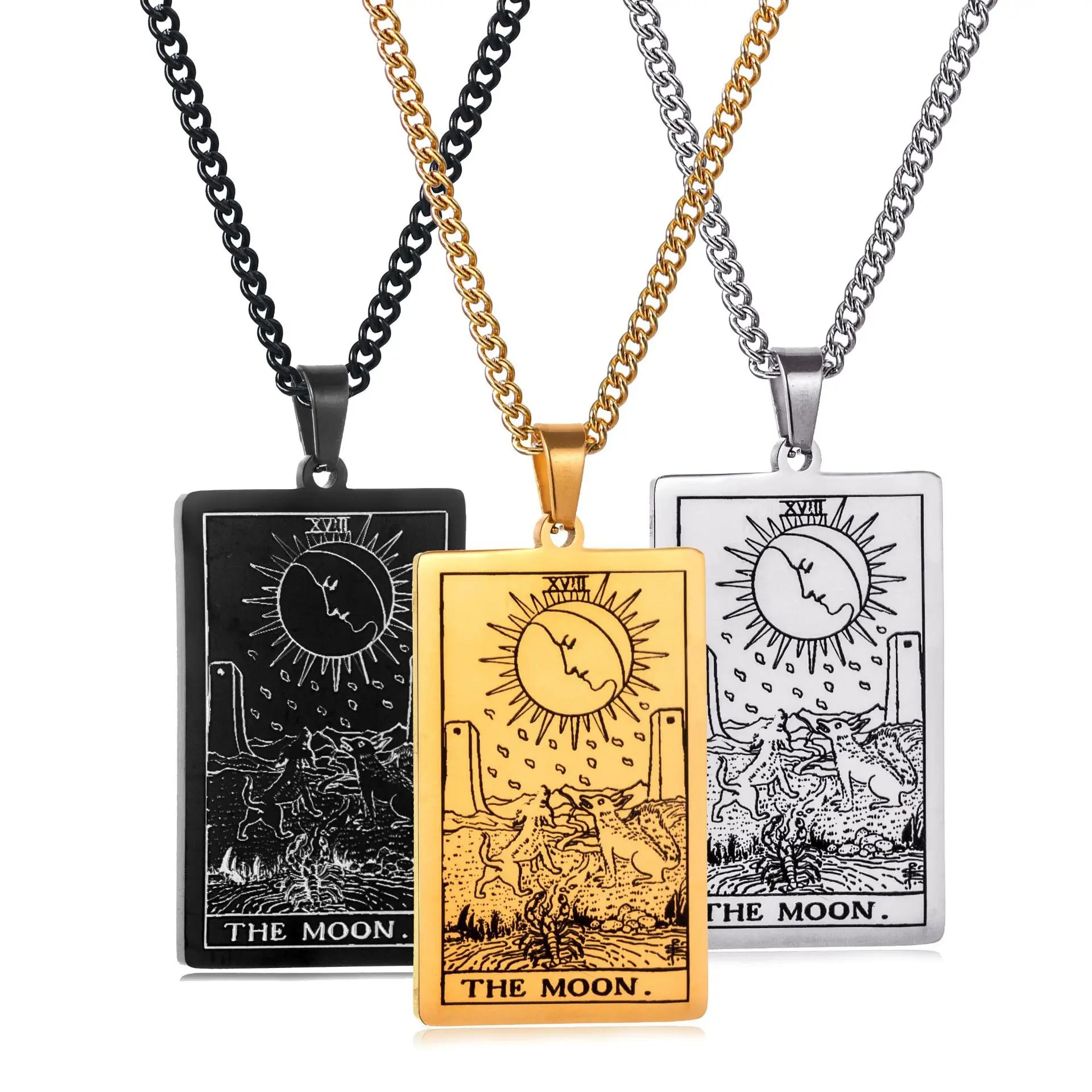 Chain Necklace Stainless Steel 22 Tarot Cards Necklace  Personality Pendant Neck Jewelry for Men/Woman Newest Design Wholesale