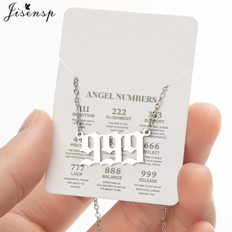 Stainless Steel Angel Number Lucky Numbers Necklaces 111 222 333 444 555 888 999 777 666 Pendant Necklace Charms Jewelry