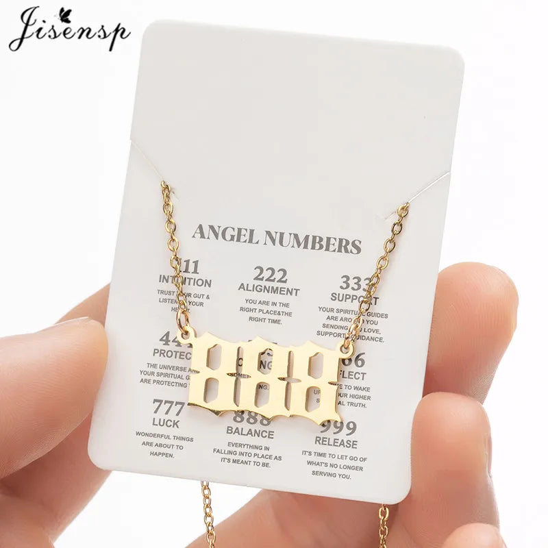 Stainless Steel Angel Number Lucky Numbers Necklaces 111 222 333 444 555 888 999 777 666 Pendant Necklace Charms Jewelry