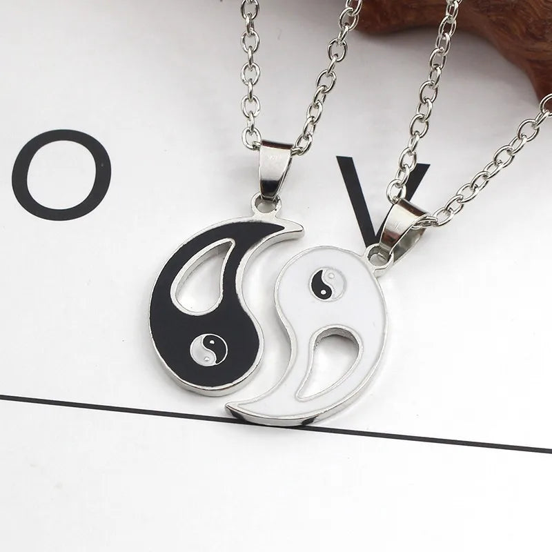 Metallic Matching Heart Necklace