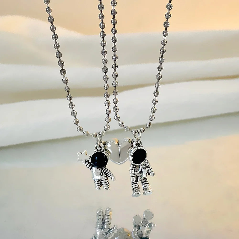 Metallic Matching Heart Necklace