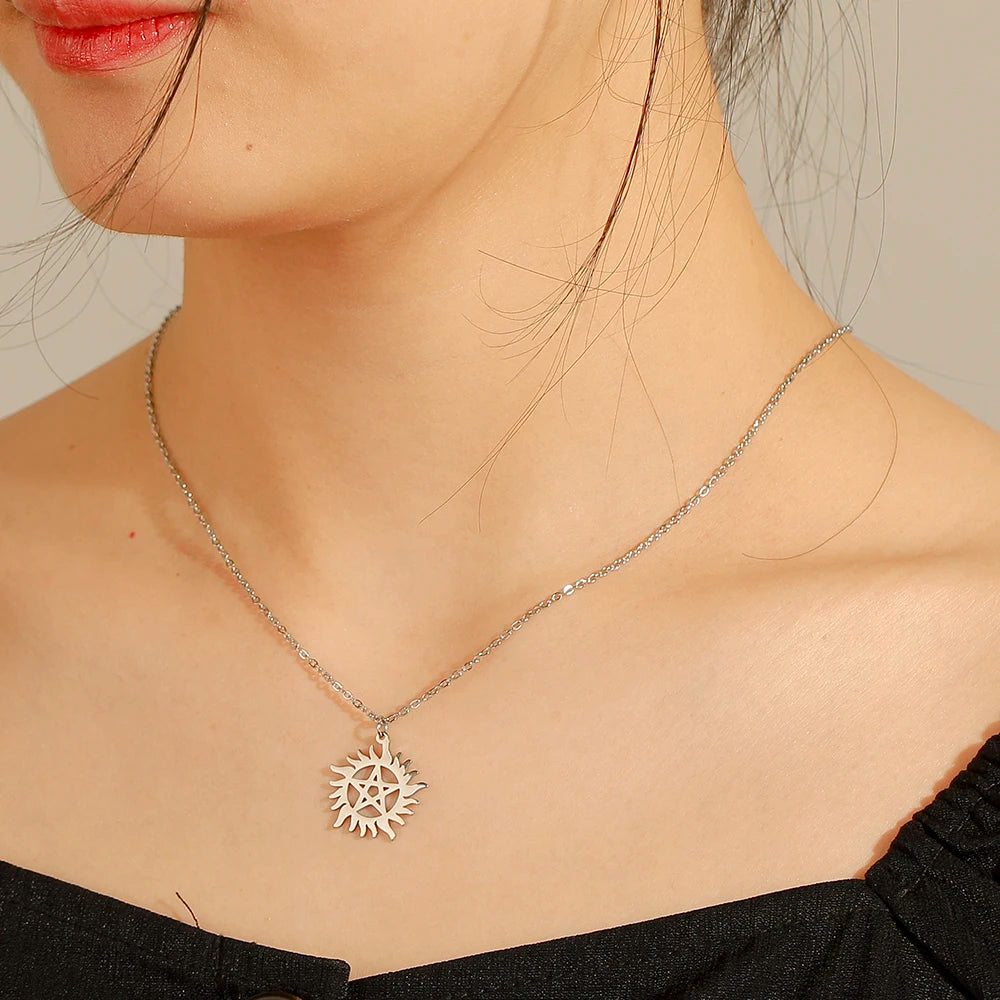 Skyrim Shining Sun Pentagram Necklace