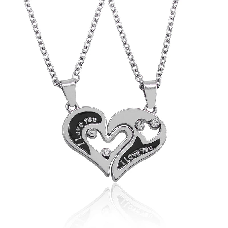 Metallic Matching Heart Necklace