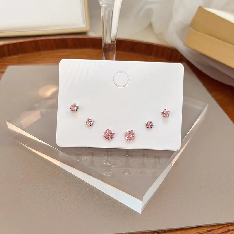 Silver Needle Stud Earrings with different motives