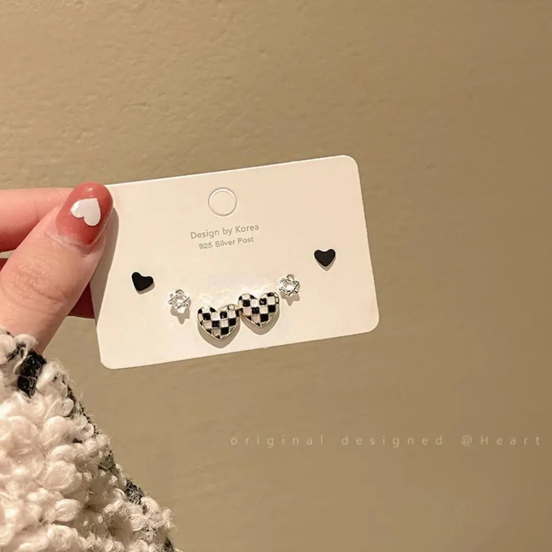 Silver Needle Stud Earrings with different motives