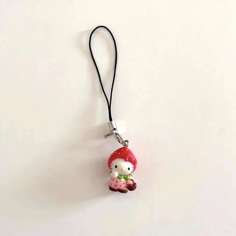 Strawberry Hello Kitty Mobile Phone Pendant or Keychain