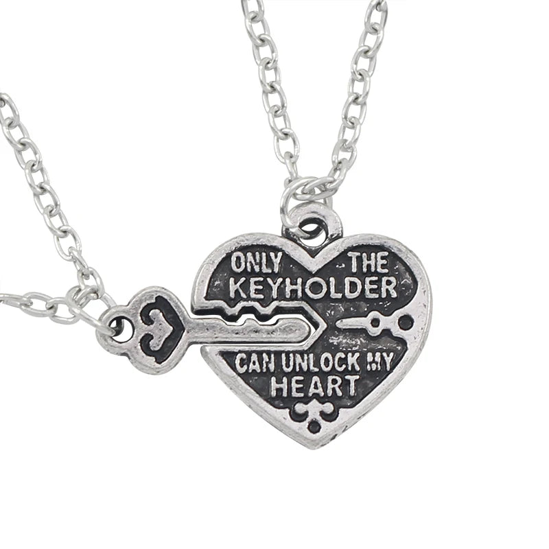 Metallic Matching Heart Necklace