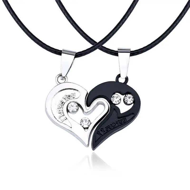 Metallic Matching Heart Necklace