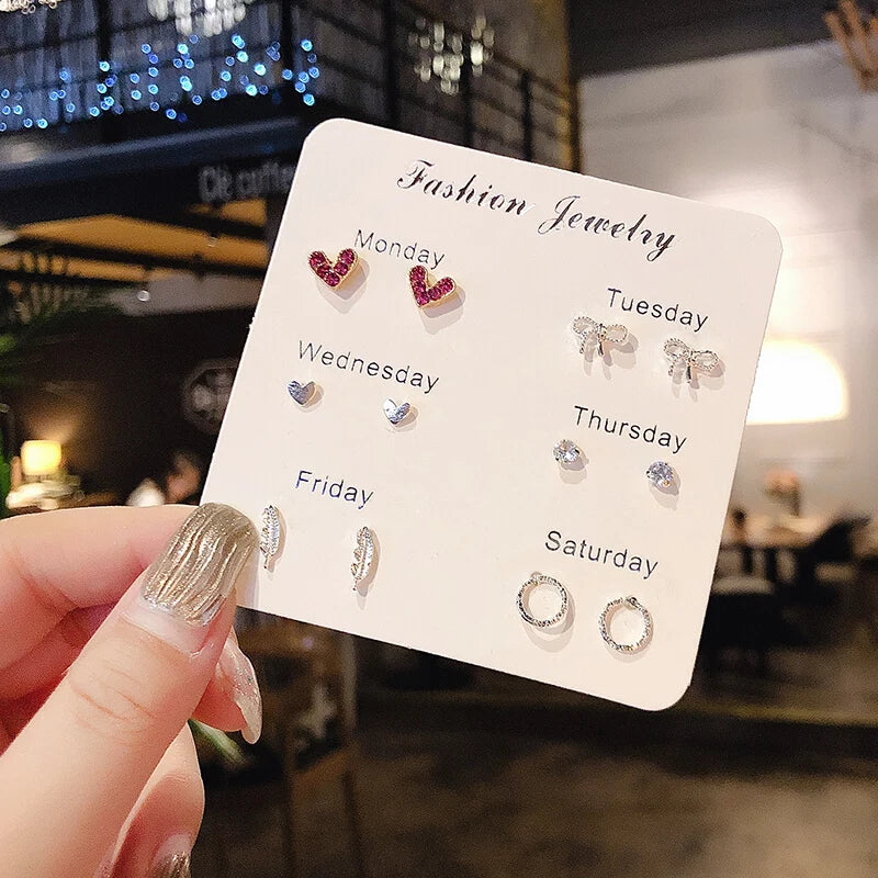 Silver Needle Stud Earrings with different motives