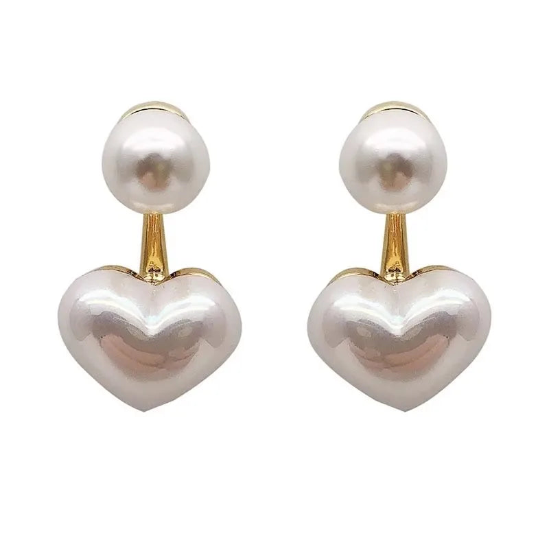 Elegant Heart Pearl Necklace and earrings
