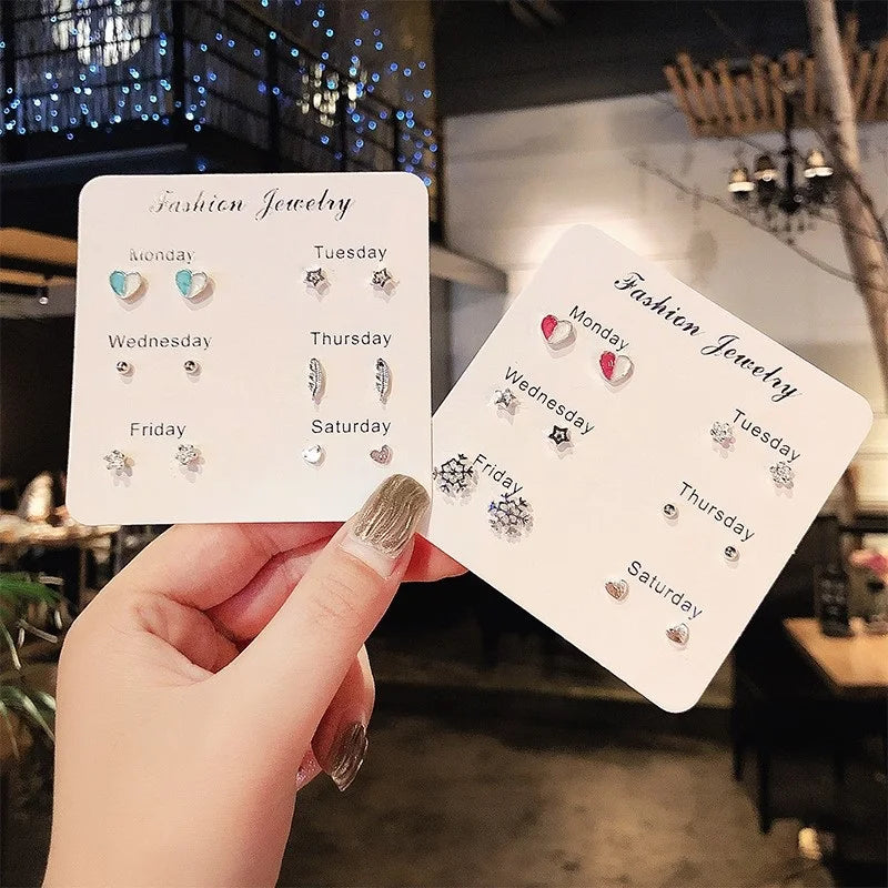 Silver Needle Stud Earrings with different motives