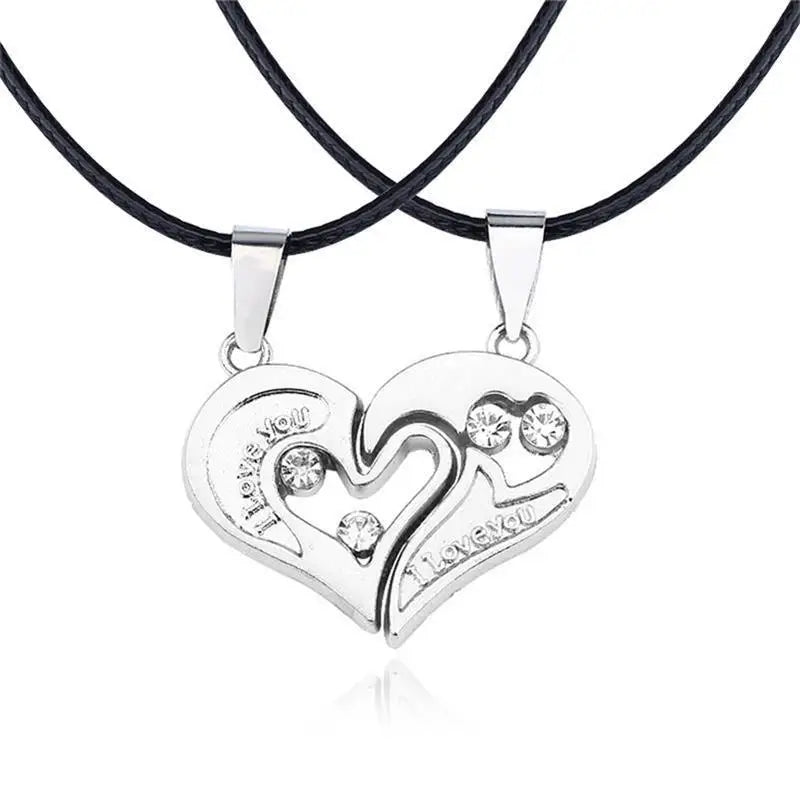 Metallic Matching Heart Necklace