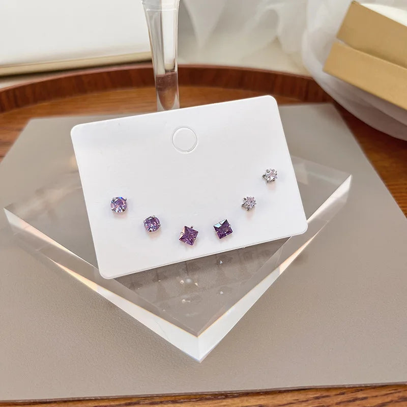 Silver Needle Stud Earrings with different motives