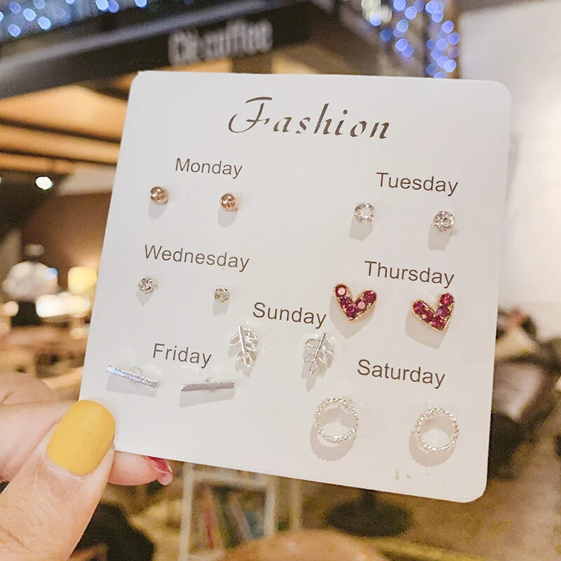 Silver Needle Stud Earrings with different motives