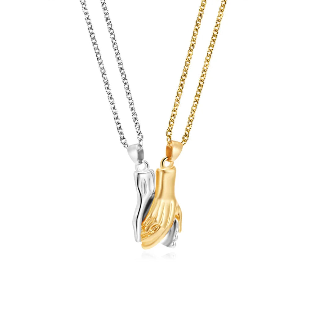 Metallic Matching Heart Necklace