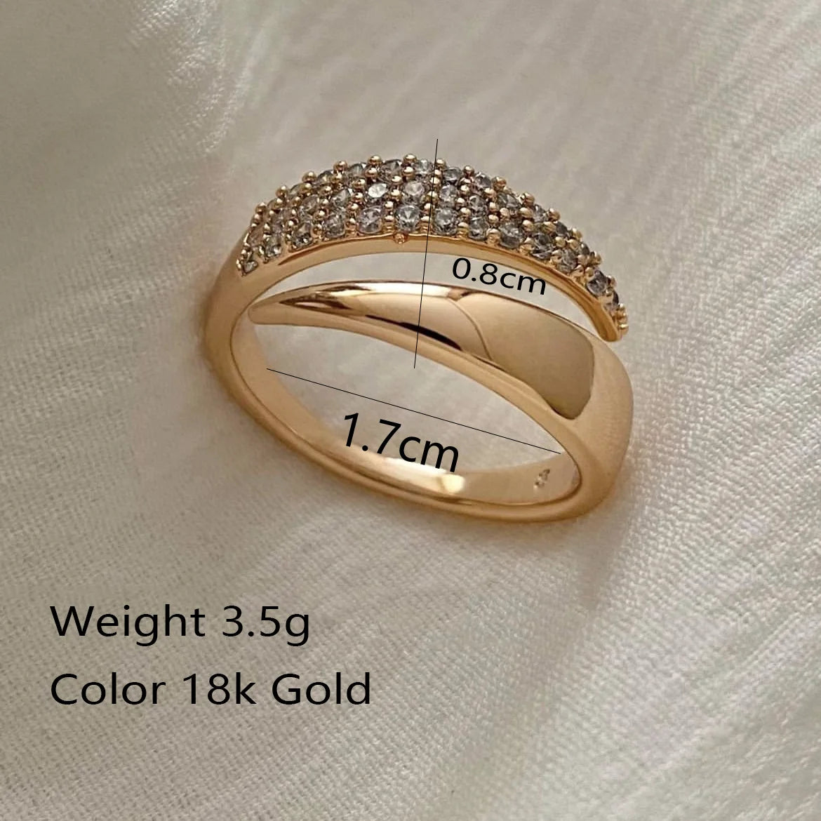 18 K Gold Plated Sun Rings for Women Natural Stone Inlaid in Hollow Metal Texture Ring Trendy Jewelry