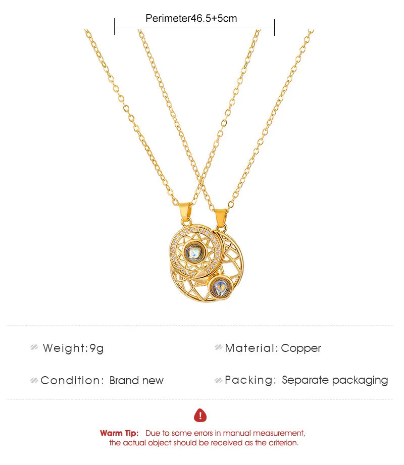 Sun and Moon Matching Magnetic Necklace