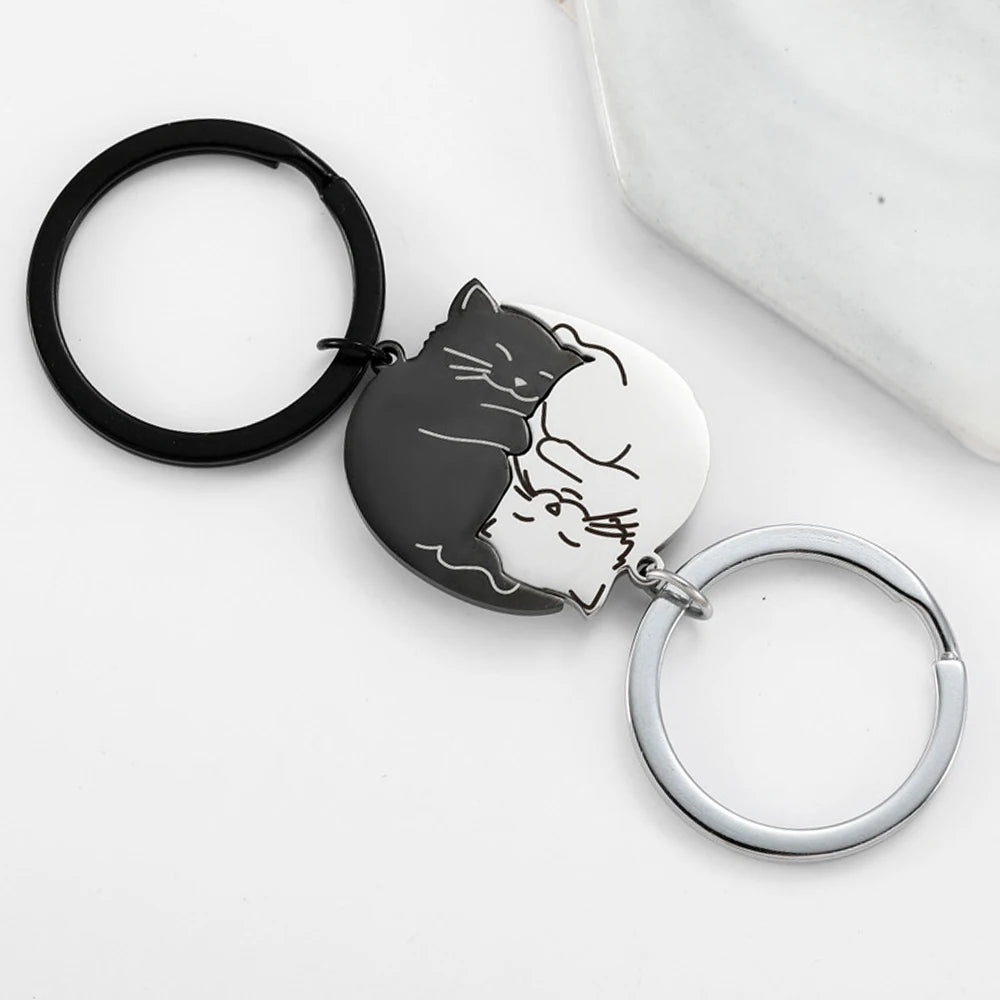 Cat YinYang Matching Keychain