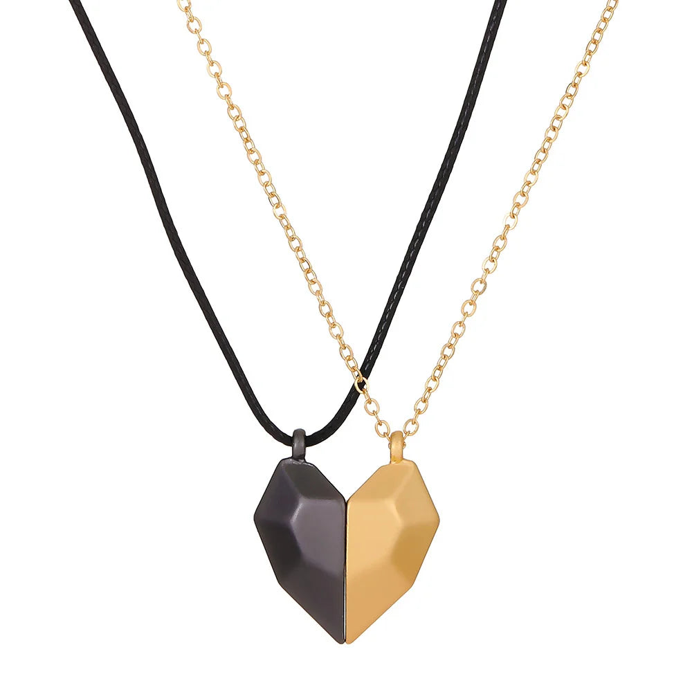 Metallic Matching Heart Necklace