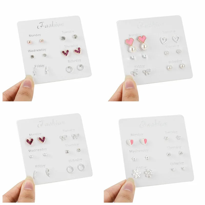 Silver Needle Stud Earrings with different motives