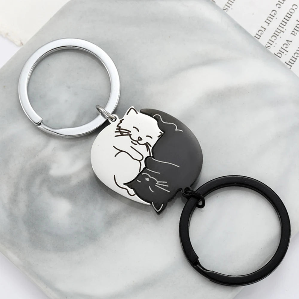 Cat YinYang Matching Keychain