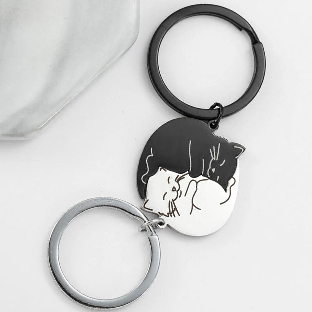 Cat YinYang Matching Keychain