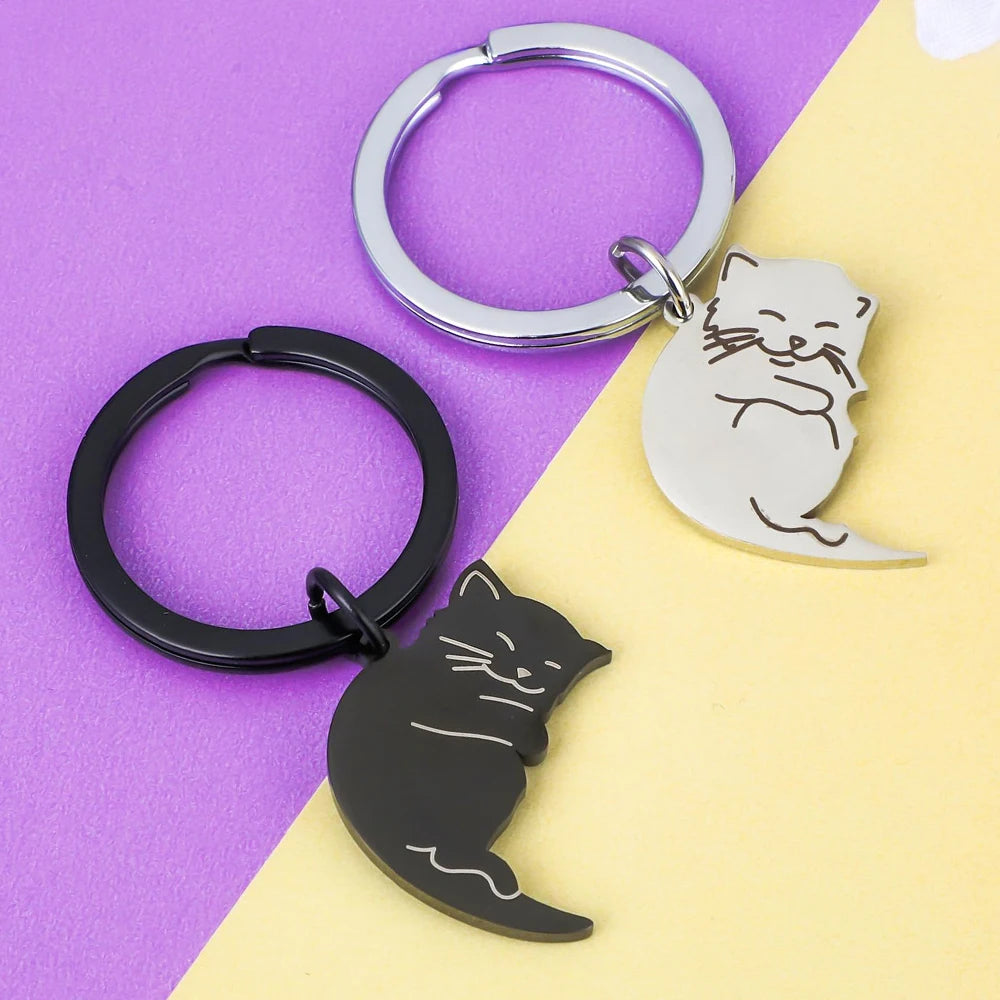 Cat YinYang Matching Keychain