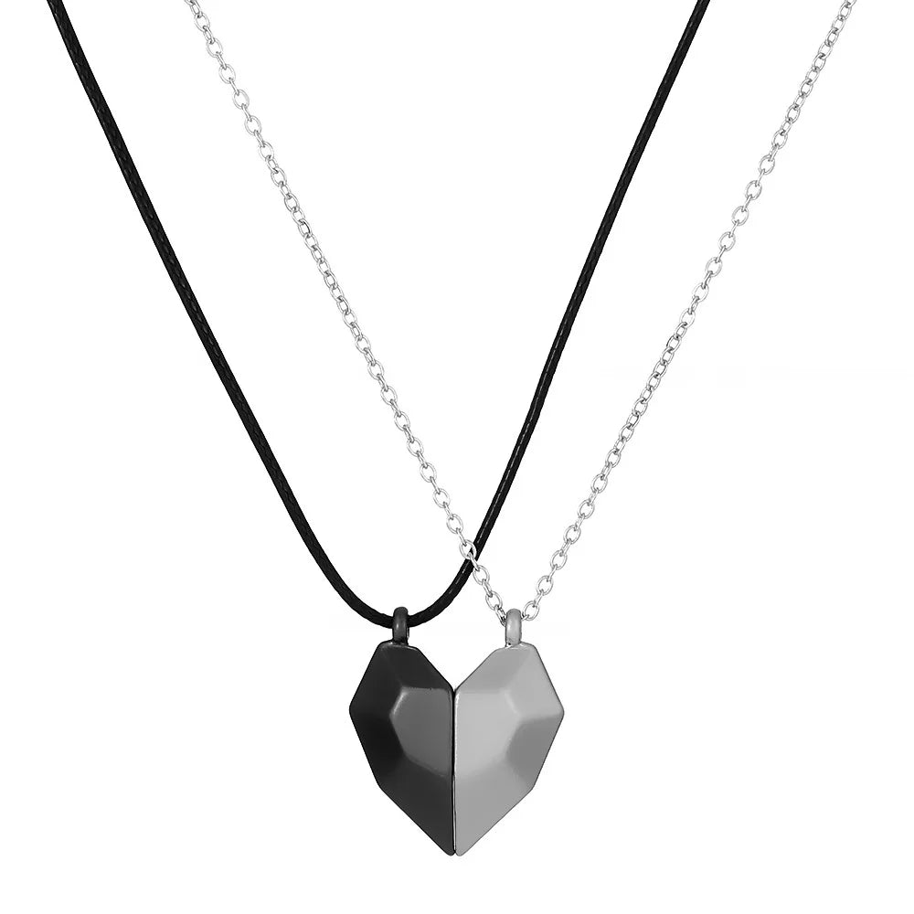 Metallic Matching Heart Necklace