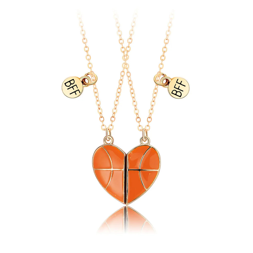Metallic Matching Heart Necklace